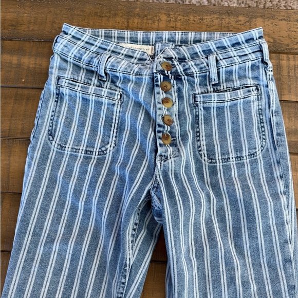 Pilcro & The Letterpress High Rise Slim Crop Jeans Size 28 Railroad Striped - Picture 3 of 7